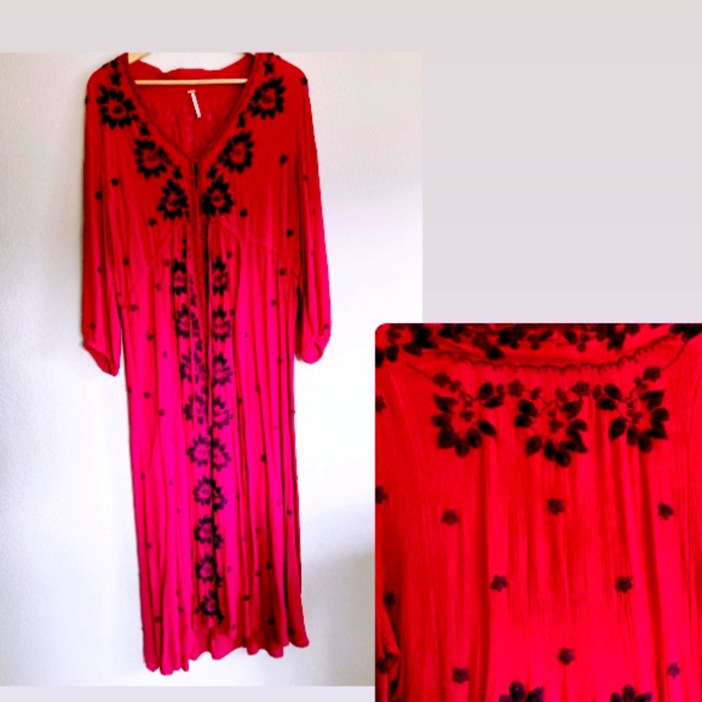 Embroidered Free People Maxi Dress